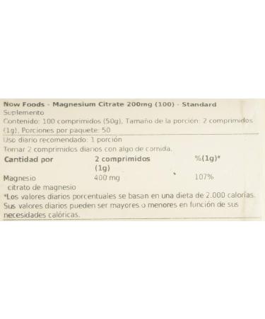 Now Foods Magnesium Citrate 200mg Tabs - 100 Count (Pack of 1) | Essential Mineral Supplement from a Trusted Brand - Buy Online on GoSupps.com
