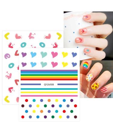JMEOWIO 14 Sheets Cute Nail Stickers for Kids - Rainbow Flower & Fruit Nail Art Decals | Self-Adhesive Decoration Supplies - Buy Online on GoSupps.com