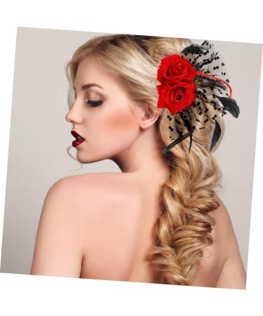 FRCOLOR banquet earphone dress hairpin hair accessories scarf bride baffle hat Korean version fascinator tea party headpiece rose hair clip day of the dead hairaccessories - Buy Online on GoSupps.com