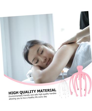 Frcolor Handheld Head Massager - Acupuncture Steel Tool for Ultimate Relaxation | Braided Spa Head Gripper with Wooden Beads in Pink - Buy Online on GoSupps.com