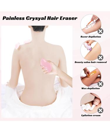 Crystal Hair Eraser - Gentle Reusable Hair Removal Tool for Men & Women | Non-Irritating Exfoliating Body Grooming - Pink - Buy Online on GoSupps.com