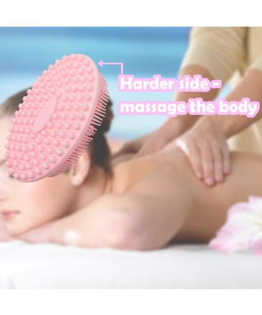 Multifunctional Silicone Body Scrubber Loofah - Soft, Skin-Friendly, Easy to Clean - Scalp Massage Tool - Durable & Hygienic - Ideal for People and Pets - Pink (1 Count) - Buy Online on GoSupps.com