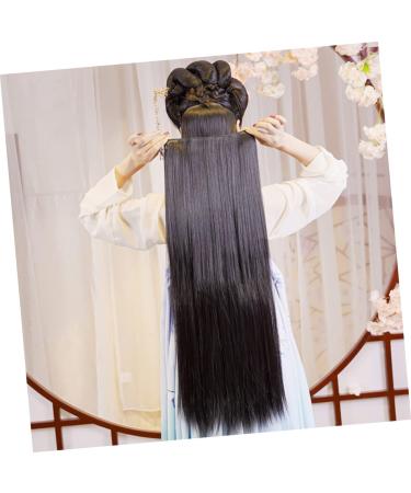 DOITOOL Hair Extension Wig Natural Hair Wig Curly Hair Extensions Synthetic Hair Extensions Black Frontal Wig Natural Hair Extensions Long Straight Hair High Temperature Wire Miss Hairpin 75X16CM Black - Buy Online on GoSupps.com