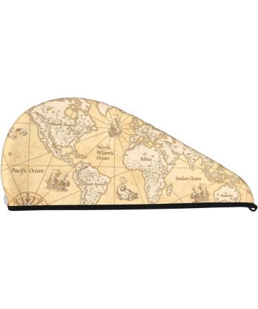 World Map Microfiber Hair Towel - Soft Super Absorbent Wrap for Women | Quick Dry Coral Velvet Cap for Long Curly & Thick Hair - Buy Online on GoSupps.com
