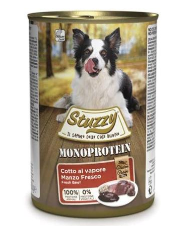 Stuzzy, Wet Food for Adult Dogs with Beef, single-protein pâté (6 cans of 400 g)