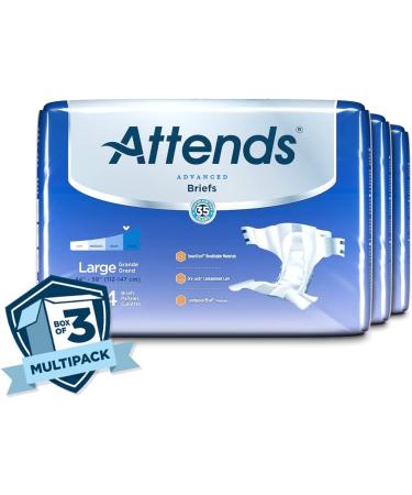 Attends Advanced Briefs | Large 24 Count (Pack of 3) | Adult Incontinence Care with Dry-Lock Technology - Buy Online on GoSupps.com