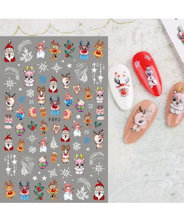 Cartoon Christmas Nail Stickers 9 Sheets Self-Adhesive Nail Decal Nail Art Decoration Design Supplies - Buy Online on GoSupps.com