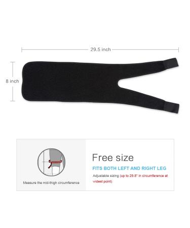 Adjustable Thigh Brace Support - Compression Sleeve Wrap Universal Size Black - Latex Neoprene for Pain Relief | International Shipping Available - Buy Online on GoSupps.com