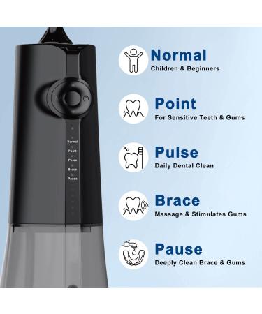 AZ Smile Cordless Water Flosser - 5 Modes Portable Oral Irrigator with 8 Tips and 300 ML Tank - Rechargeable Water Pick for Teeth Cleaning, Braces, Dental Care - Home & Travel (Black) - Buy Online on GoSupps.com