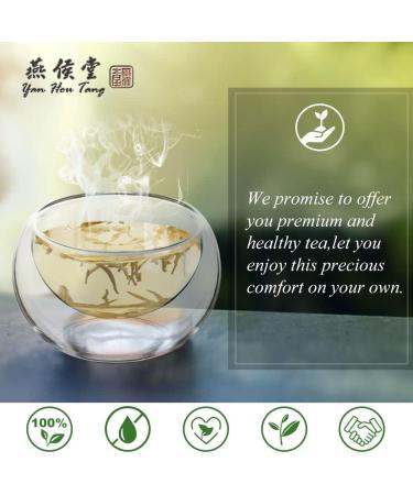Yan Hou Tang Chinese White Silver Needle Tea Loose Leaf - 100g Natural Premium High Mountain Leaves Antioxidants for Teeth & Skin Health White Tea - Buy Online on GoSupps.com