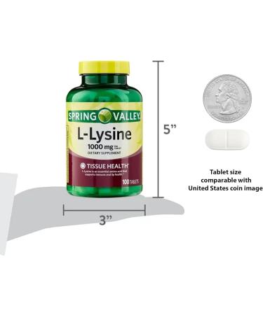 Spring Valley L-Lysine 1000mg Tablets | Immune Support Supplement | 100 Tablets Bundle with Diabetic Support Guide - Boost Health with Lysine - Buy Online on GoSupps.com