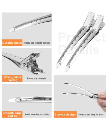 24 Pcs Duck Bill Hair Clips - Metal Alligator Curl Clips for Women Styling Sectioning - BetyBedy 3.5 Inches Hair Pins for Hair Coloring & Thick Hair Roller (Silver) - Buy Online on GoSupps.com
