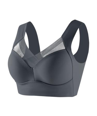 2024 women's tank with lace large cursless thin folded side breast collection adjustable bra athletic bras dark blue 4xL