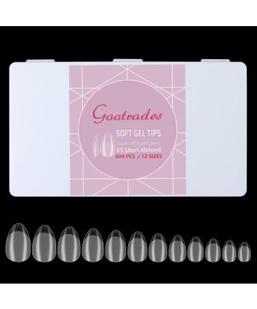 gootrades Extra Short Almond Gel x Nail Tips for Soak Off Extension  504PCS Half Matte XS Almond Soft Gel Full Cover Nail Tips Pre-buff Almond Shaped Press On False Nail Tips for Salons  and DIY Nail Art at Home(12 Sizes...