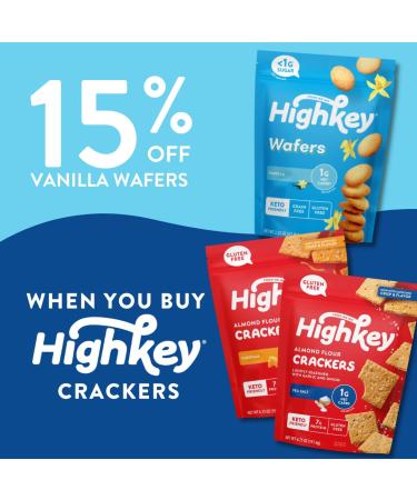 HighKey Sugar Free Vanilla Wafer Cookies - 3 Pack | Low Carb Keto Snack | Gluten Free & Diabetic Friendly | Almond Flour Protein Treat - Buy Online on GoSupps.com