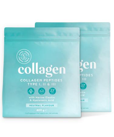 Alpha Foods Collagen Pulver (800g) - Collagen Hydrolysate Peptides Type I II III & IV - Highly dosed collagen powder with hyaluronic acid and elastin - tasteless - from Germany