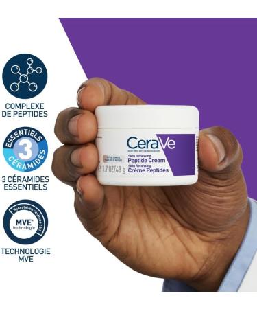 CeraVe - Cr me Peptides Anti-rides Skin Renewing - Cr me Nuit Raffermissante Visage - Peau Plus Rebondie Apr s 8 Semaines* - Peptides + Niacinamide + 3 C ramides - Convient aux Peaux Sensibles - 48g - Buy Online on GoSupps.com