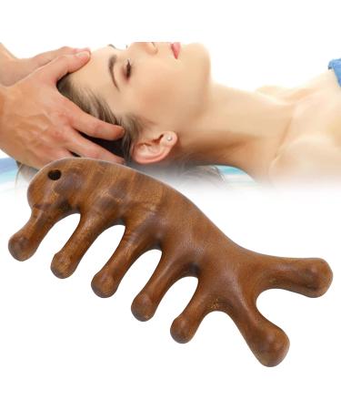 Premium Sandalwood Hood Scalp Massage Comb - Wide Tooth Wooden Hair Comb for Stress Relief & Relaxation - Buy Online on GoSupps.com