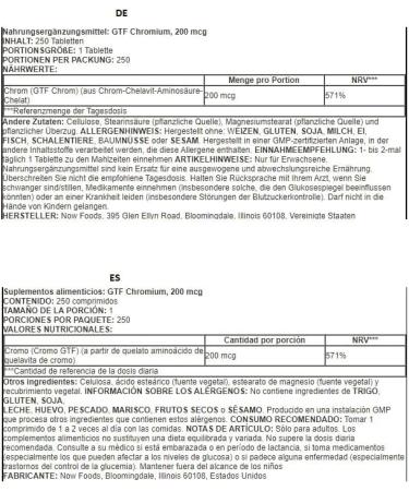 Now Foods GTF Chromium 200mcg - 250 Vegan Tablets | Vegetarian Supplement for Optimal Health - Buy Online on GoSupps.com
