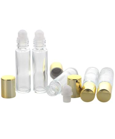 Glass deodorant stick 10ml with cap in gold color Kosmetex roll-on deodorant roller for self-filling 5x 10ml gold