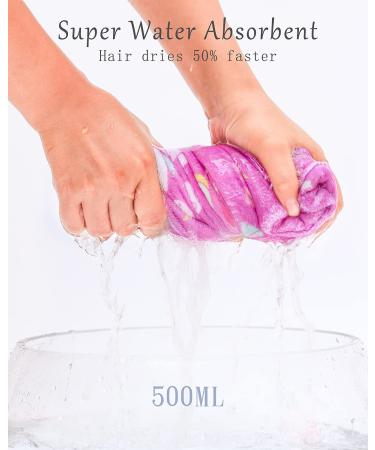 2-Pack Unicorn Hair Towel Set | Quick Dry Microfiber Hair Drying Towels for Kids, Girls, Women | Turban Hair Wrap | Unicorn/Floral Design - Buy Online on GoSupps.com