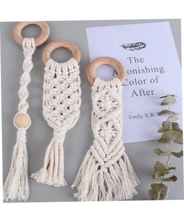 Ibasenice 3 Pcs Wooden Bite Toys for Toddlers - Cotton Rope Molar Grinding Sticks - Safe Beech Teething Toys Online - Buy Online on GoSupps.com