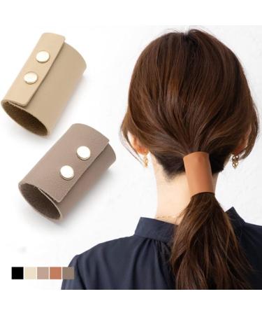 1 Piece PU Leather Hair Cuff Leather Ponytail Holder Ponytail Wrap Great for Ponytail Women Girls Long Hair Black - Buy Online on GoSupps.com