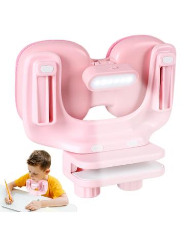 Writing Posture Corrector - Desk Upper Back Posture Brace With Light Adjustable Height Double Chest Support Back Straightener Support For Students Vision Protection Pink - Buy Online on GoSupps.com