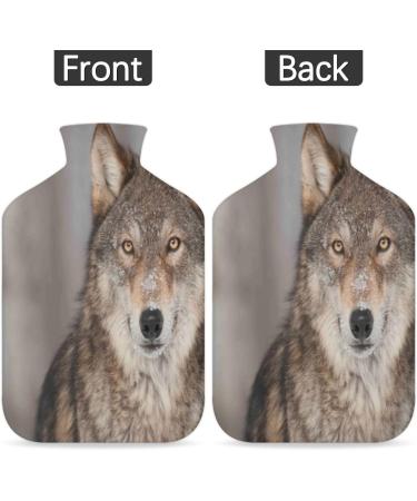 Cozy Wolf Print Hot Water Bottle - 2L Capacity Fluffy Cover for Comfort & Pain Relief | Ideal for Kids Men & Women - Buy Online on GoSupps.com