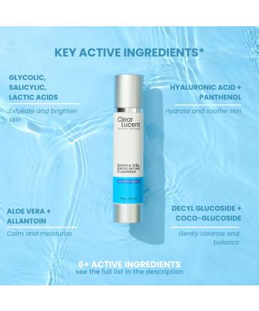 Gentle  GSL AHA/BHA Exfoliating Cleanser  - Glycolic Salicylic & Lactic Acid Face Wash for Acne Blackheads & Brightening Aloe + Hyaluronic Hydration Fragrance Free Sensitive Skin Safe - 4 fl oz - Buy Online on GoSupps.com