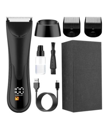 Hair Clippers Fully Body Groin Trimmer for Men Women Electric Face Beard Bikini Body Hair Trimmer Rechargeable Pubic Shaver(Black)