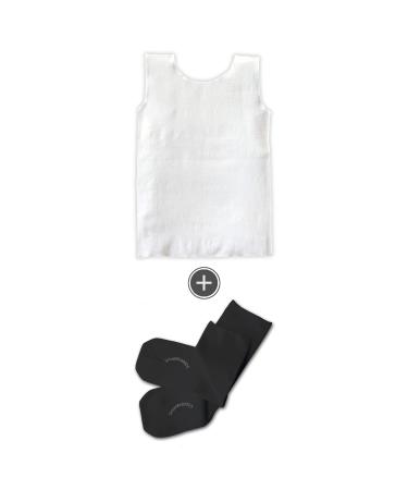 SmartKnitKIDS Compresso-T Deep Pressure Sensory Compression Undershirt and Seamless Sensory-Friendly Sensitivity Socks (White/X-Small Black/Small)