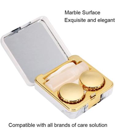 Rankomu Portable Contact Lens Case - Marble Mirror Square Design & Golden Color | International Shipping Available - Buy Online on GoSupps.com