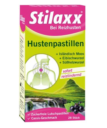 Stilaxx cough pastilles 28 pastilles for dry cough - immediate & long-lasting relief - for children from 4 years - with cassis flavour - Buy Online on GoSupps.com