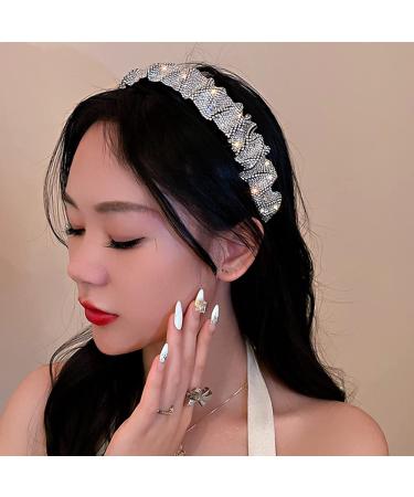 Wiwpar Rhinestone Beaded Headband for Women Girls - Wide Sparkle Hair Hoop for Party - Silver Headwear Accessories - Buy Online on GoSupps.com