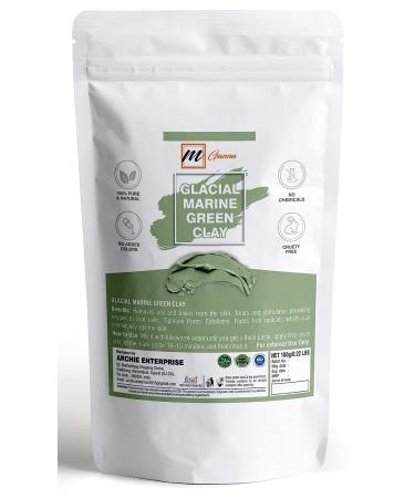 mGanna 100% Natural Glacial Marine Green Clay 100 GMS / 0.22 LBS for Facial Masks Creams Body Wraps Soft Peels and Scrubs Skin Tightening and Soap Making