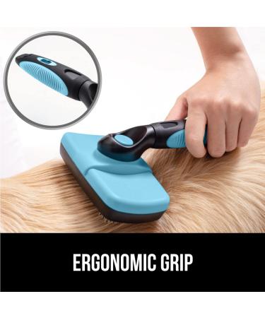 Gorilla Grip Self Cleaning Pet Slicker Brush for Dogs and Cats - Shedding and Dematting Tool for Long or Short Hair Pets - Detangle Undercoat Fur - Blue, 7.28 x 4.96 - Buy Online on GoSupps.com