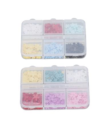 3D Flower Nail Charms 2 Boxes 3D Flower Nail Art Rhinestones 5 Petal Flower DIY 3D Small Flower Nail Art Jewelry Flower Nail Decoration Nail Art DIY Nail Decoration