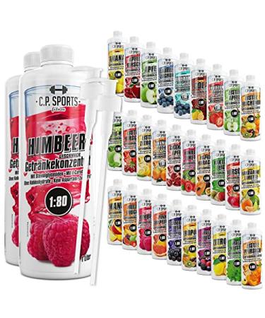 C.P.Sports beverage syrup for mineral drink i syrup sugar-free for vital drink raspberry with vitamins i beverage concentrate for mixing with water for sports drink I 2 liter + 2 pump dispenser raspberry 1 l (2 Pack)
