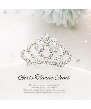 Kilshye Girl Silver Tiara Comb Set - Rhinestone Princess Prom Hair Accessories for Kids - Buy Online on GoSupps.com