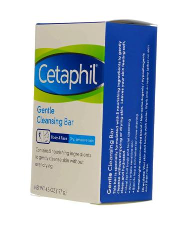 Cetaphil Gentle Cleansing Bar for Dry/Sensitive Skin - 4.50 oz | International Shipping Available - Buy Online on GoSupps.com