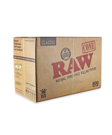 RAW Prerolled Cones 800 Count King Size Natural Classic Unrefined Rolling Papers