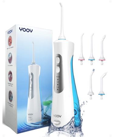 YOOY Water Flosser Cordless for Teeth Dental Oral Irrigator Portable with 5 Jet Tips and Detachable Water Tank IPX7 Waterproof Teeth Cleaner with USB Recharged for 30 Days at Travel or Home