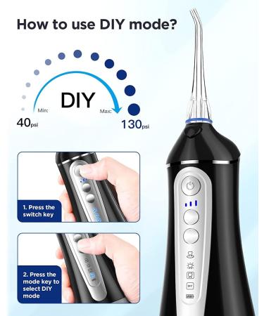 Cordless Water Flosser Dental Oral Irrigator - 4 Modes, 5 Jet Tips, Rechargeable, IPX7 Waterproof - Portable Teeth Cleaner for Home & Travel (Black) - Buy Online on GoSupps.com