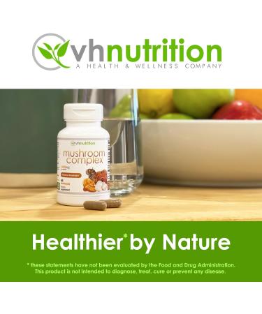 VH Nutrition Mushroom Supplement 1400mg Capsules - Vitality Support with Lions Mane, Chaga, Reishi Extracts - Buy Online on GoSupps.com