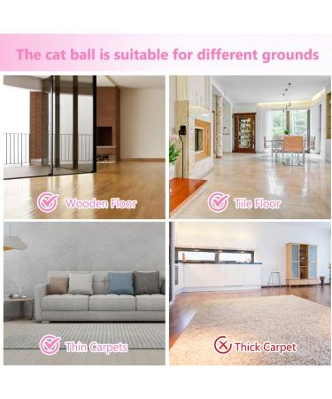 Adiwo Interactive Cat Toys Ball Smart Cat Toys for Indoor Cats Adult 360 Rotating Automatic Cat Ball Toy with LED Light USB Rechargeable Kitten Toys for Stimulate Instinct Chasing Ball Pink - Buy Online on GoSupps.com