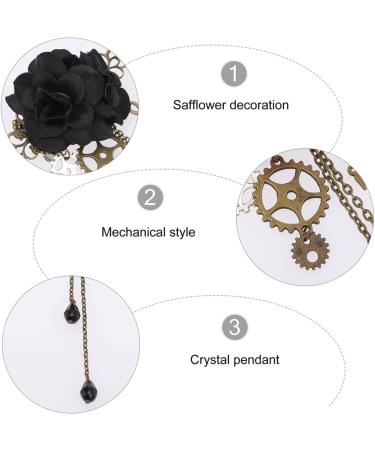 Steampunk Hair Clips with Tassels Chain Rose Flower Hair Clip Vintage Halloween Headdress Goth Gothic Hair Accessories for Women Girls Halloween Costume Decorations Black - Buy Online on GoSupps.com