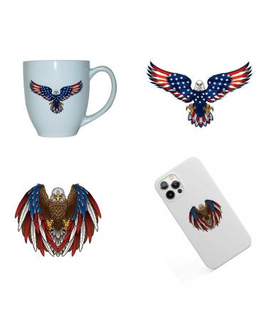 Eagle Temporary Tattoos Set - 10 Sheets for Men and Women, USA Flag Designs, Independence Day Theme - Ideal for Neck, Arms, Hands, and Legs - Buy Online on GoSupps.com