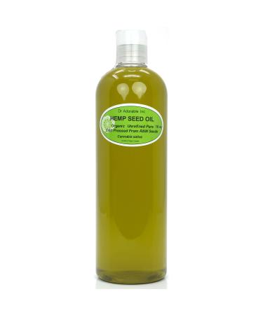 Dr Adorable - 16 oz - Hemp Seed Oil UNREFINED - 100% Pure Natural Cold Pressed Organic
