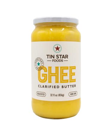 Tin Star Foods Grassfed Ghee – Pasture Raised, Hand Crafted Clarified Butter – Keto, Whole 30 and 21 Day Detox Approved, Lactose Free, Casein Free, – 32 fl oz.